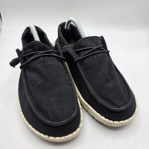 Hey Dude Wendy Shoes Womens 7 Black Canvas Loafer Lightweight Slip On Flats